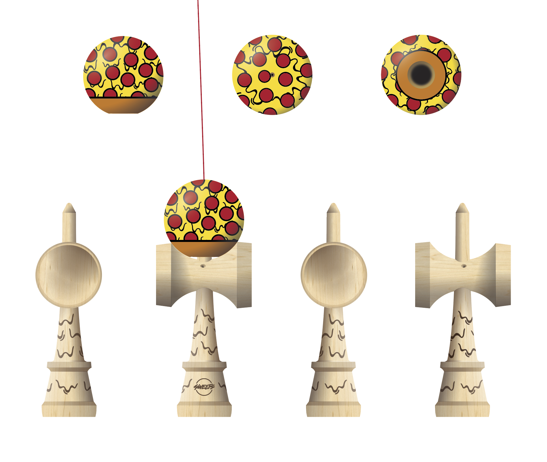 Sweets Kendama V24 Pizza Turbo Shape